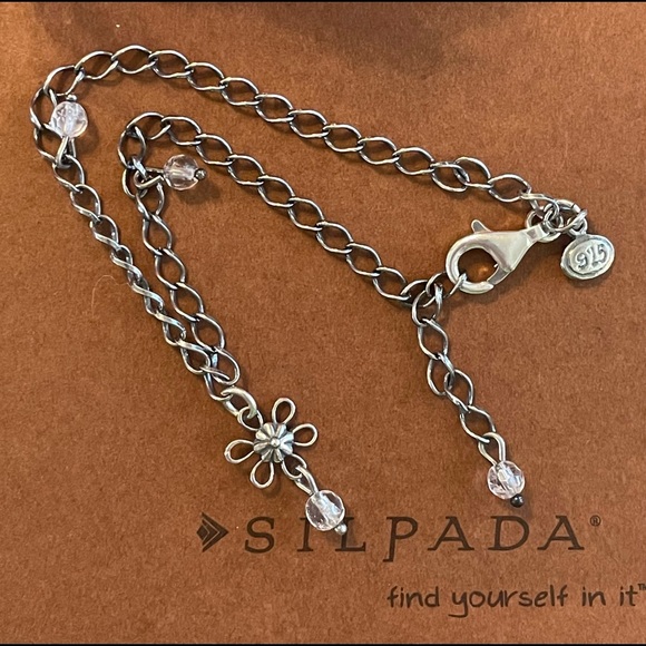 Silpada  Sterling Silver Crystal Bead Ankle Bracelet A1554 - Picture 4 of 9